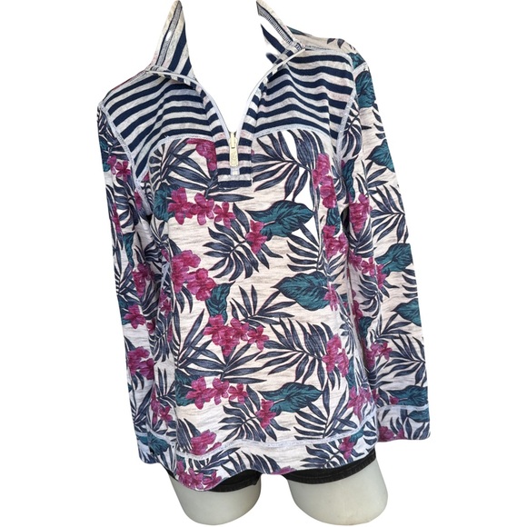 Tommy Bahama Tropical Print LS Top M - Picture 3 of 4